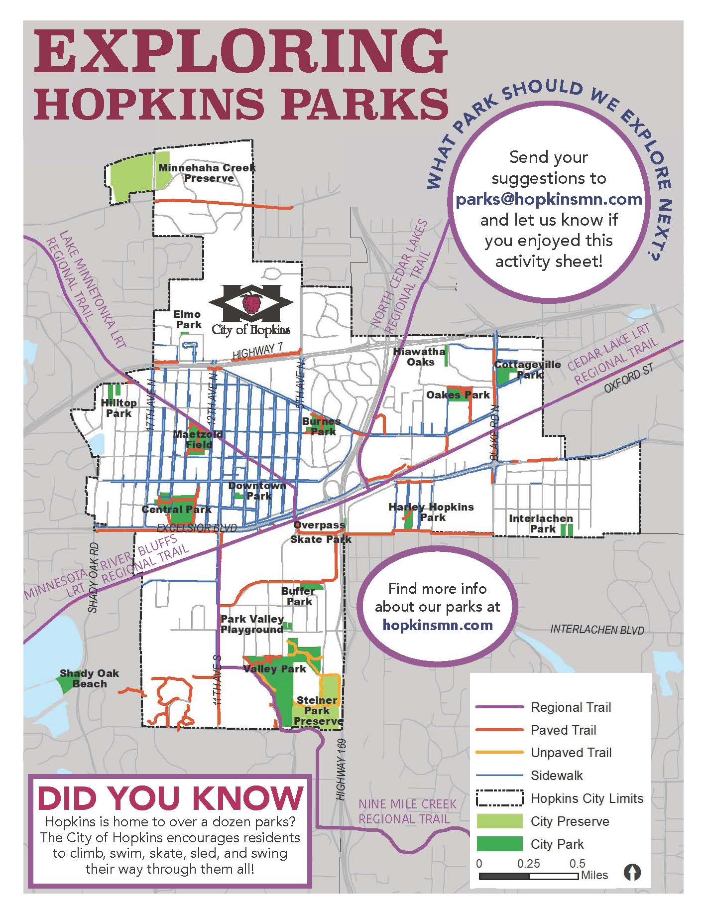 Exploring Hopkins Parks Map, described in detail below 